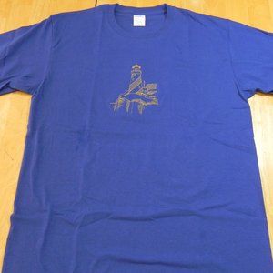 Port and Company T-shirt Royal Blue with Gold Embroidery Lighthouse Size L NWOT